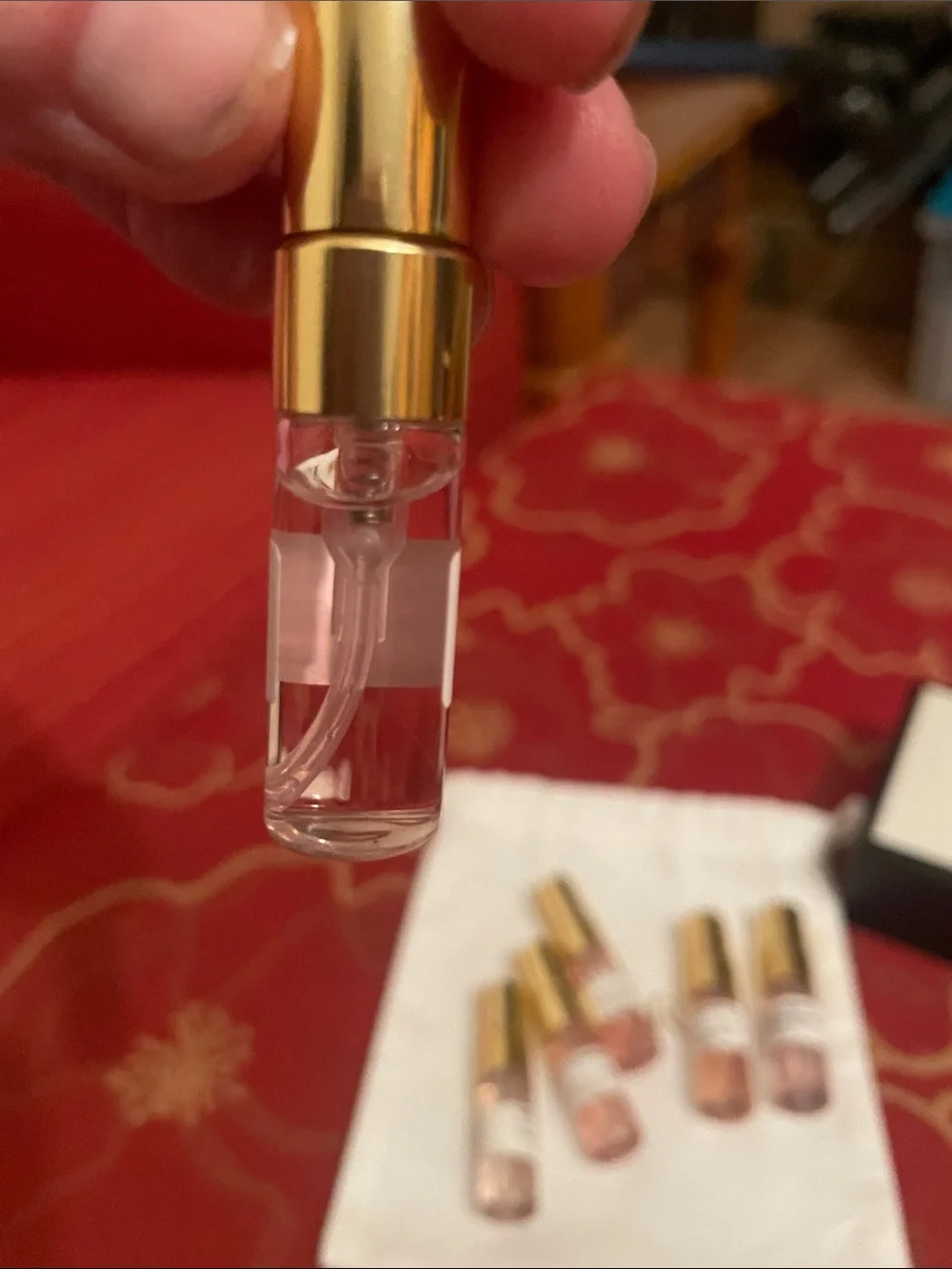 Dior La Collection Privée Travel Spray Vial Set - Pink with Gold Caps and Gucci